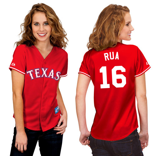 Ryan Rua #16 mlb Jersey-Texas Rangers Women's Authentic 2014 Alternate 1 Red Cool Base Baseball Jersey